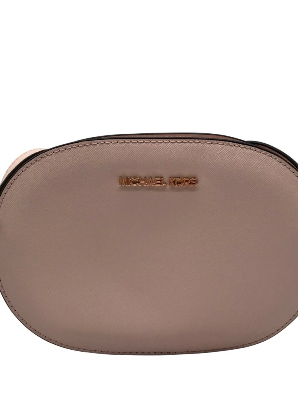 Michael Kors Pink Saffiano Leather Jet Set Travel Oval Crossbody Bag